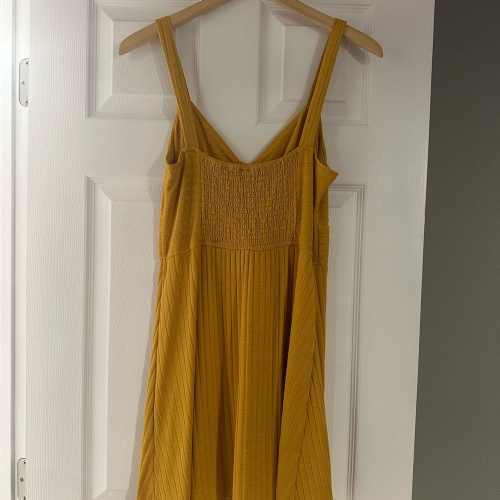 Buckle Yellow Ribbed Mini Sundress - Picture 2 of 2